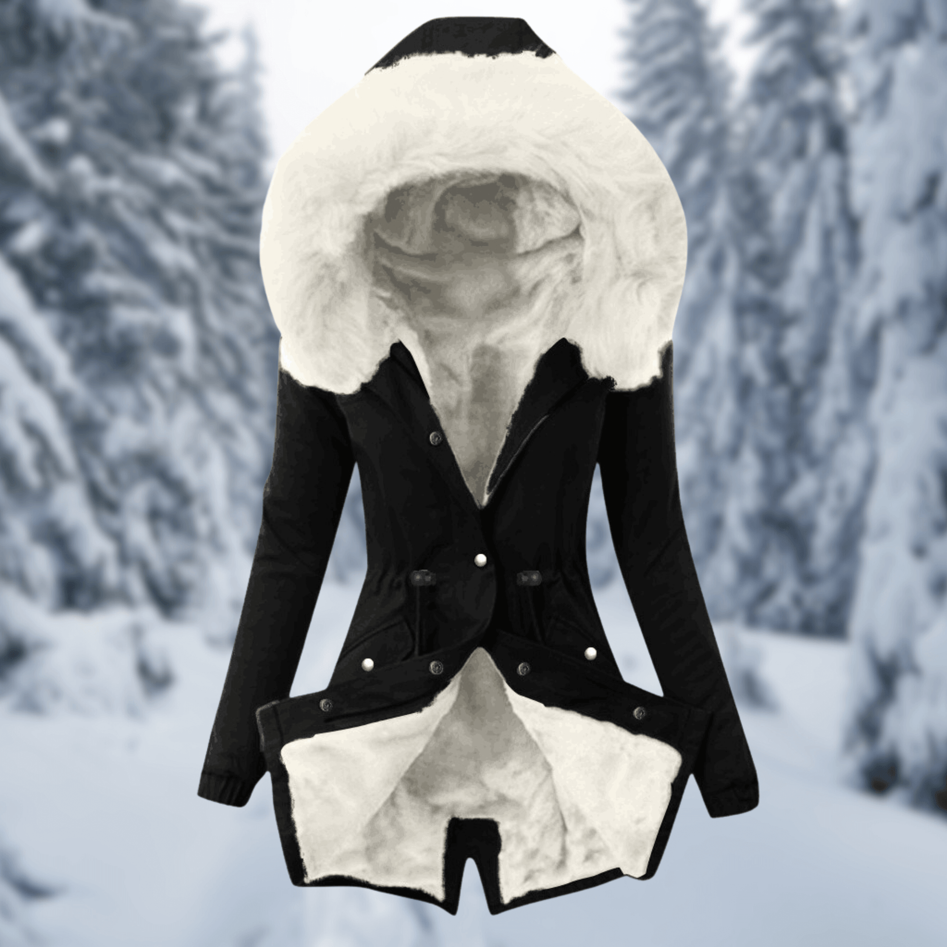 Damen Winterjacke Baumwolle Warm mit Kapuze und Kunstpelz - IdealeKleiden