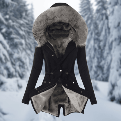 Women's Winter Jacket Cotton Warm with Hood and Faux Fur