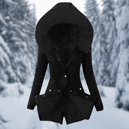 Women's Winter Jacket Cotton Warm with Hood and Faux Fur
