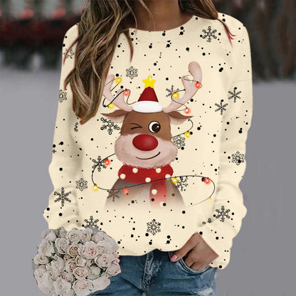 Women's Soft Christmas Jumper 3D Reindeer Design