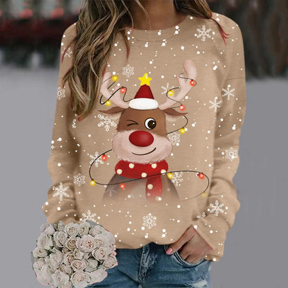 Women's Soft Christmas Jumper 3D Reindeer Design