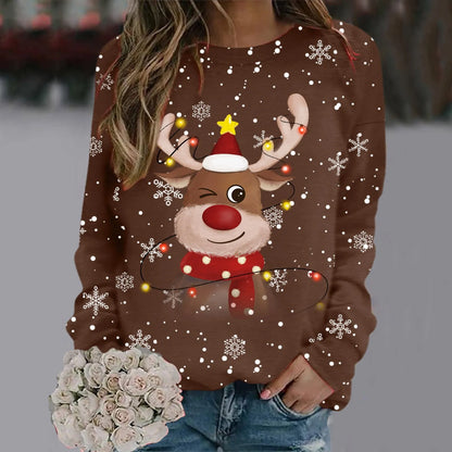 Women's Soft Christmas Jumper 3D Reindeer Design
