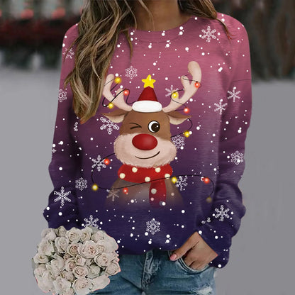 Women's Soft Christmas Jumper 3D Reindeer Design