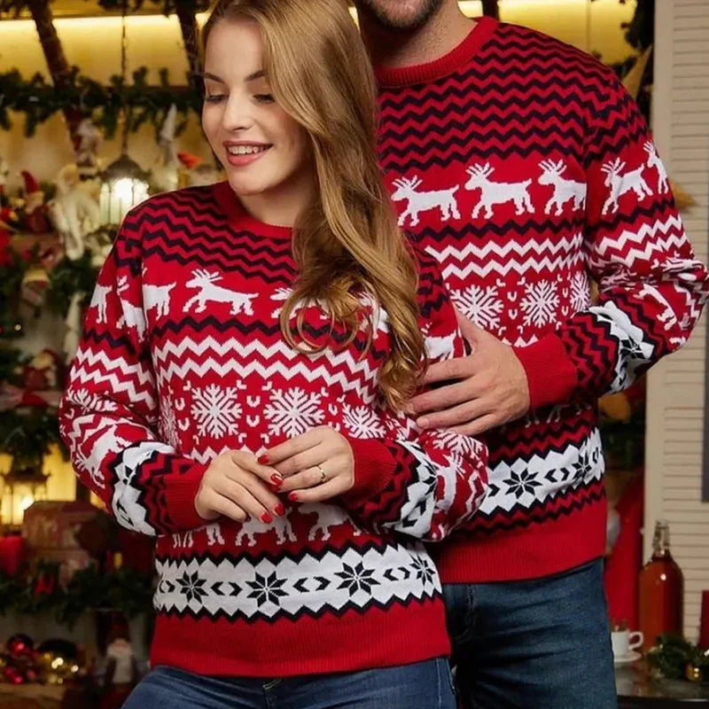 Christmas Sweater Reindeer Pattern Unisex Knit