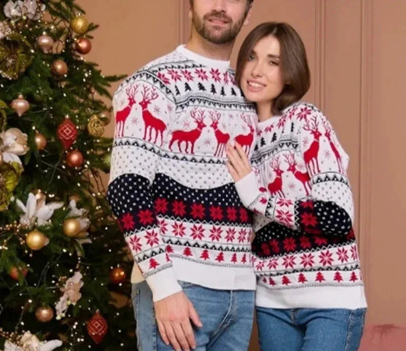 Christmas Sweater Reindeer Pattern Unisex Knit