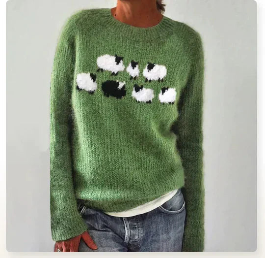 Weicher Wollpullover Schaf Design Bequem - IdealeKleiden