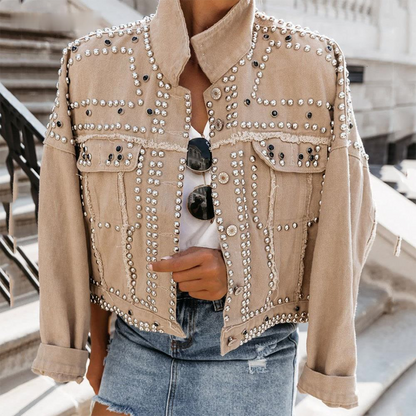 Women's Autumn Studded Leather Jacket