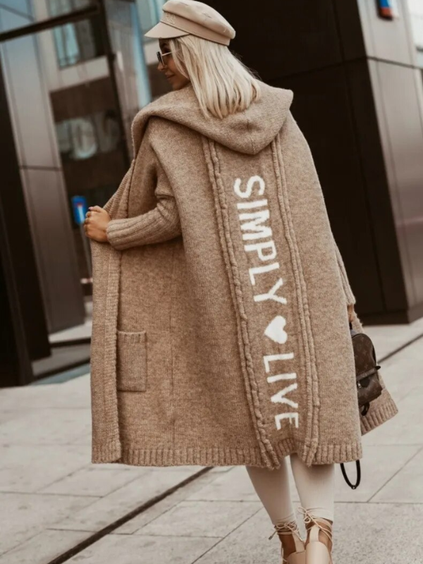 Snuggly Long Cardigan Hood Soft and Warm