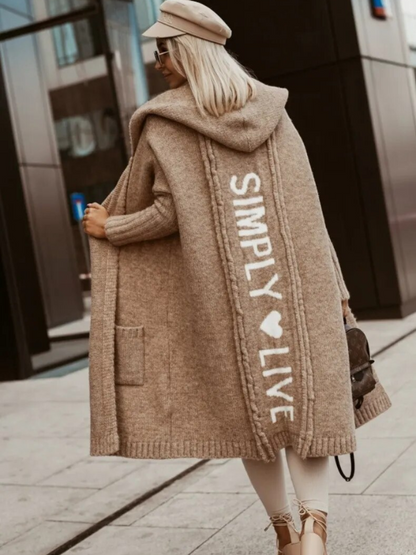 Snuggly Long Cardigan Hood Soft and Warm