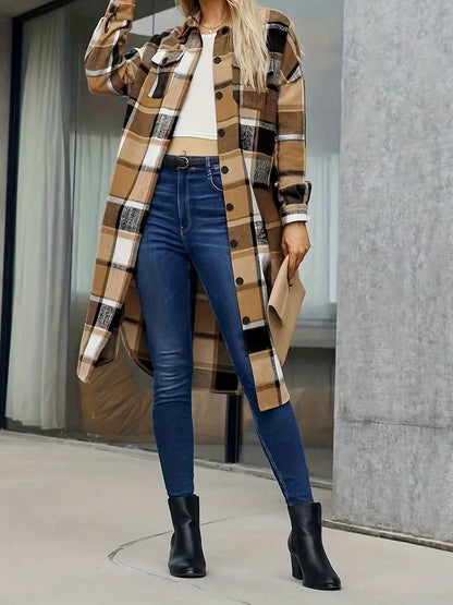 Plaid Coat Autumn Trend Casual Elegant
