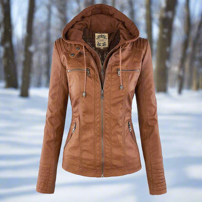 Fashion Biker Jacket Slim Fit Faux Leather