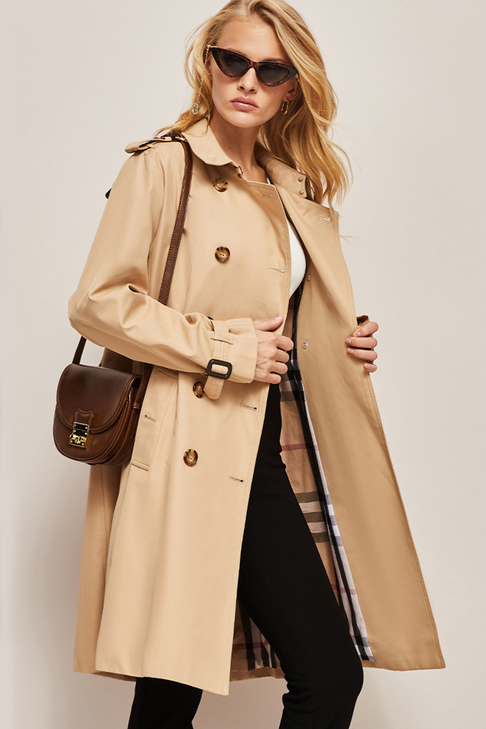 Women's Coat Long Elegant with Belt