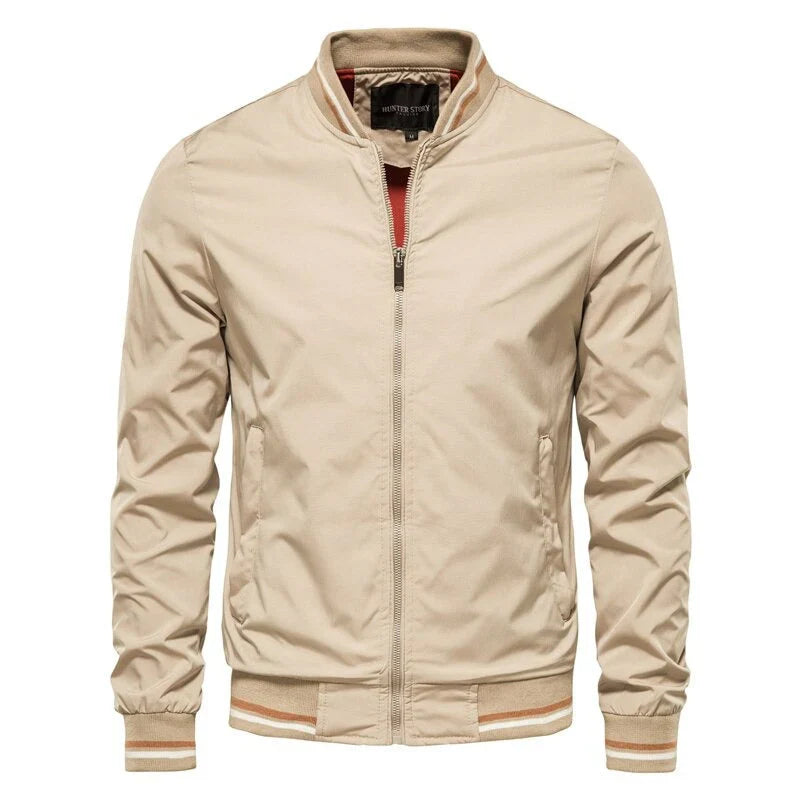 Men's Modern Black Leather Bomber Jacket