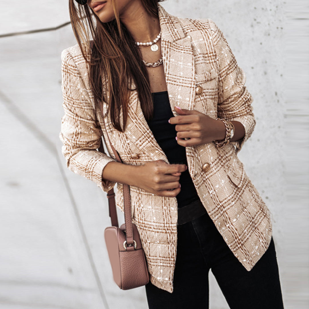 Women's Down Jacket Button Blazer Elegant Casual