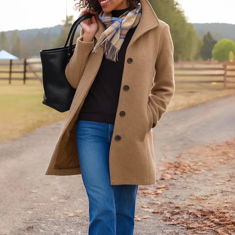 Elegant Women's Mid-Length Jacket Buttons