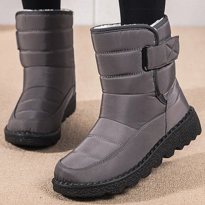 Women's Waterproof Winter Boots Black Fur Footbed