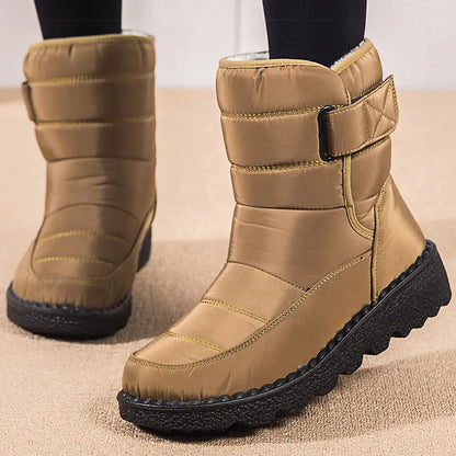 Women's Waterproof Winter Boots Black Fur Footbed