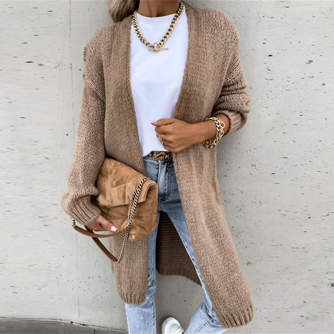 Damen Cardigan Langärmlig Offen Vorne