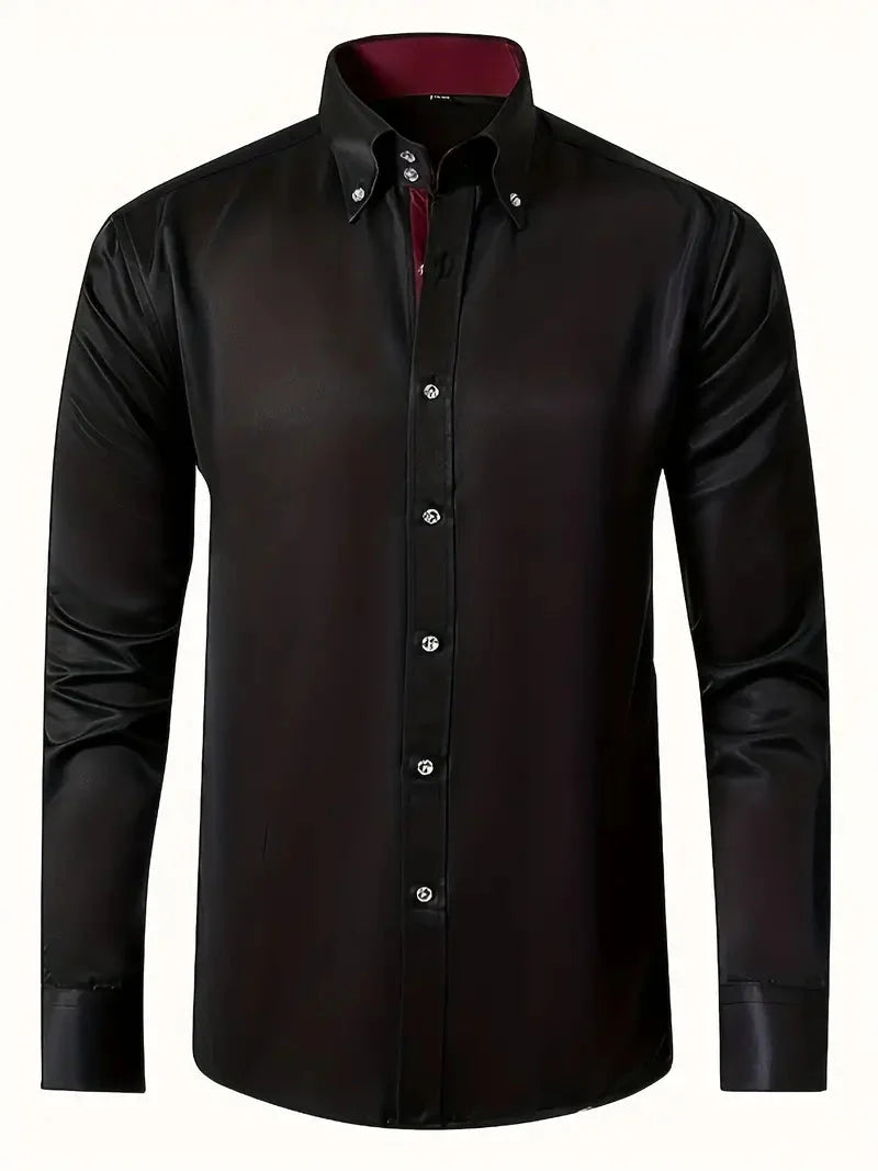 Men's wrinkle-free shirt with turn-down collar