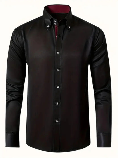 Men's wrinkle-free shirt with turn-down collar