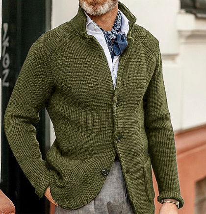 Men's Chunky Warm Button-Up Wool Cardigan