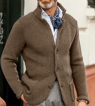 Men's Chunky Warm Button-Up Wool Cardigan