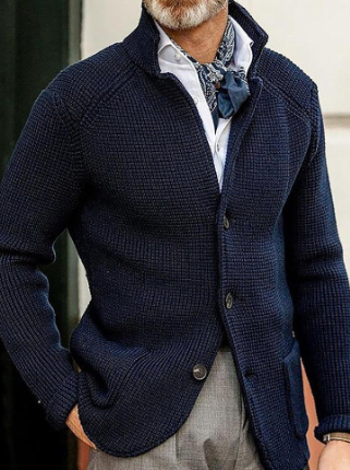 Men's Chunky Warm Button-Up Wool Cardigan