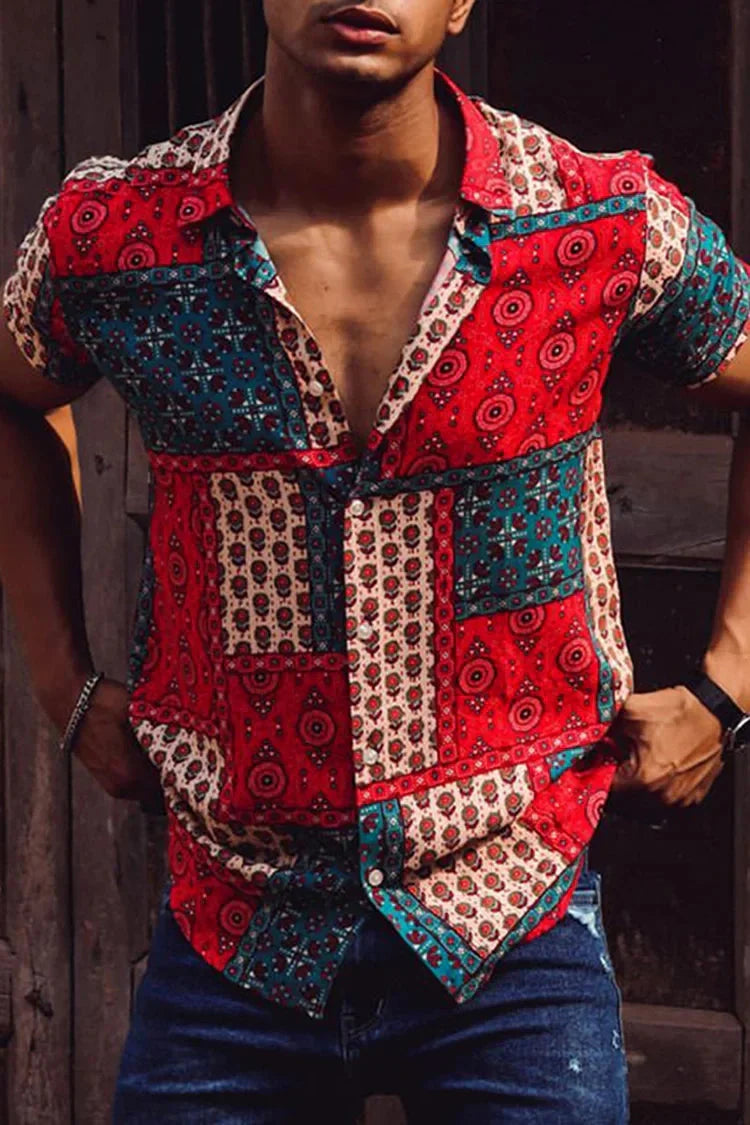 Men's Short-Sleeved Printed Summer Shirt