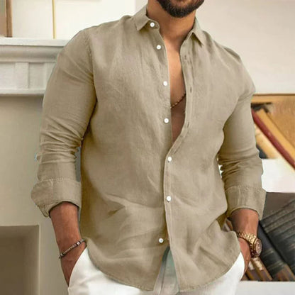 Light Linen Shirt Long Sleeve Collar