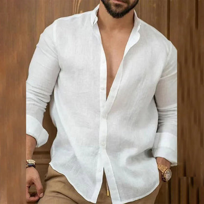 Light Linen Shirt Long Sleeve Collar