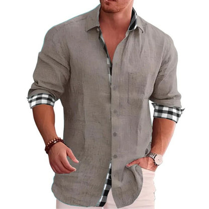 Light long-sleeve shirt with button placket and collar