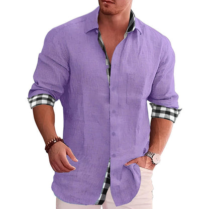 Light long-sleeve shirt with button placket and collar