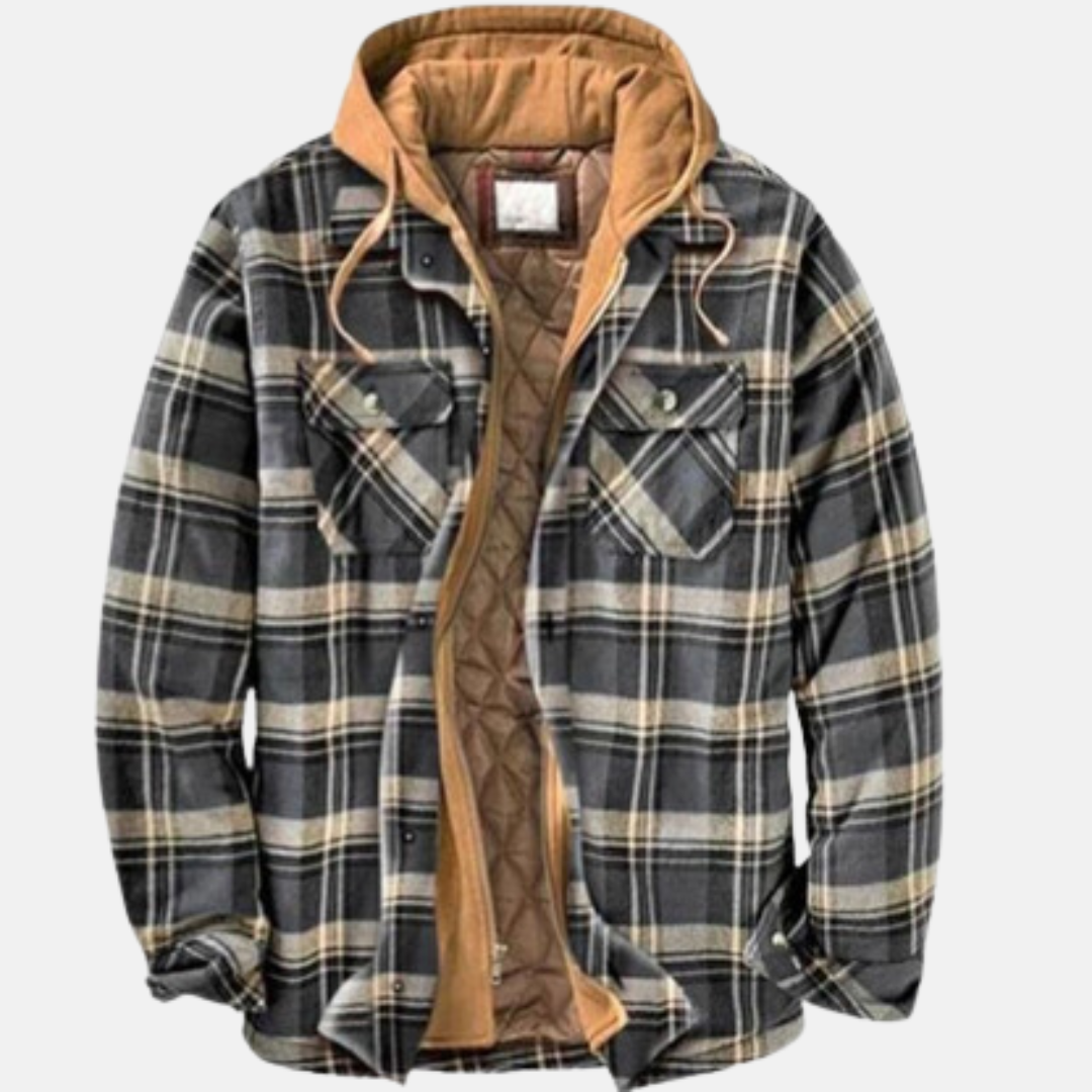 Men's Quilted Jacket Plaid Warm Comfortable