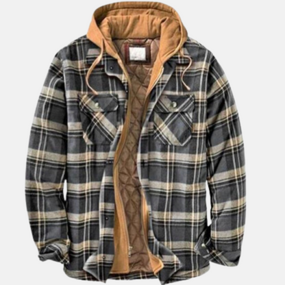 Men's Quilted Jacket Plaid Warm Comfortable