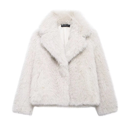 Stylish Women's Winter Jacket Vintage Look Faux Fur