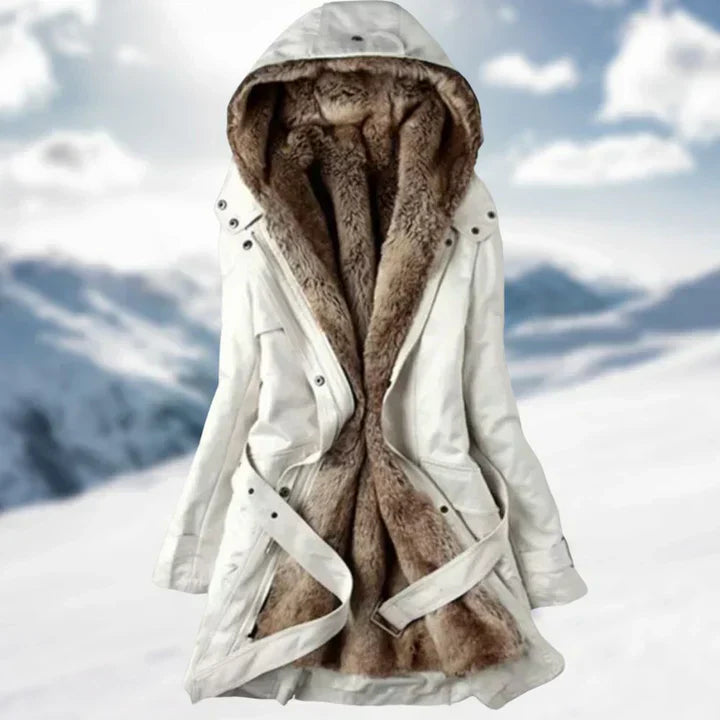 Long women's winter coat with a stylish design