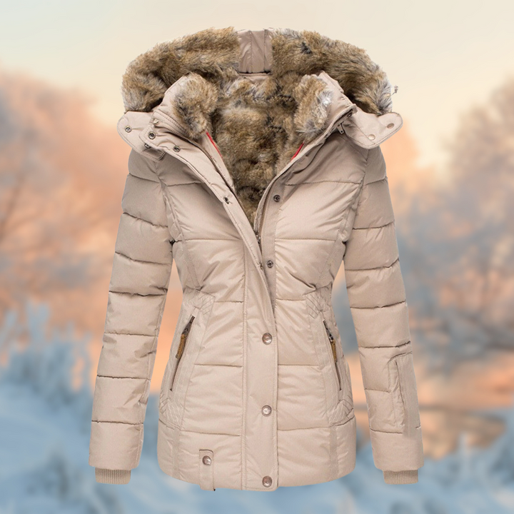 Warme Winterjacke Frauen Mit Plüschfutter - IdealeKleiden