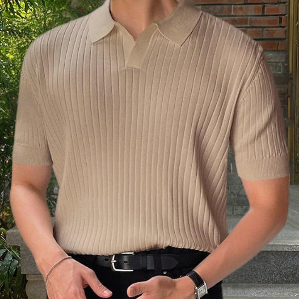 Men's Polo Shirt Short Sleeve V-Neck Modern