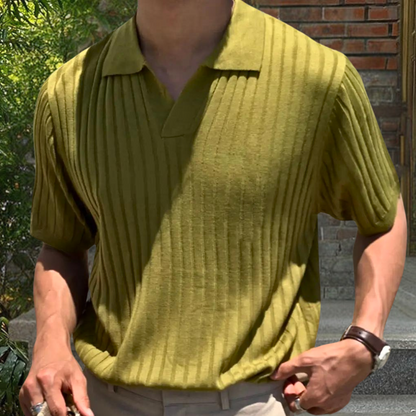 Men's Polo Shirt Short Sleeve V-Neck Modern