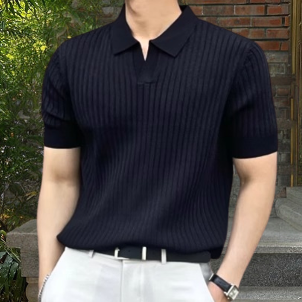Men's Polo Shirt Short Sleeve V-Neck Modern