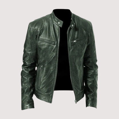 Men's Leather Jacket Biker Style Vegan Leather Protection