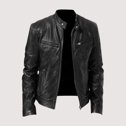 Men's Leather Jacket Biker Style Vegan Leather Protection