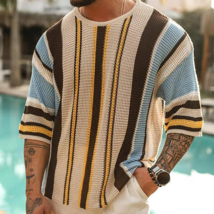 Men's Striped Lightweight Summer Sweater