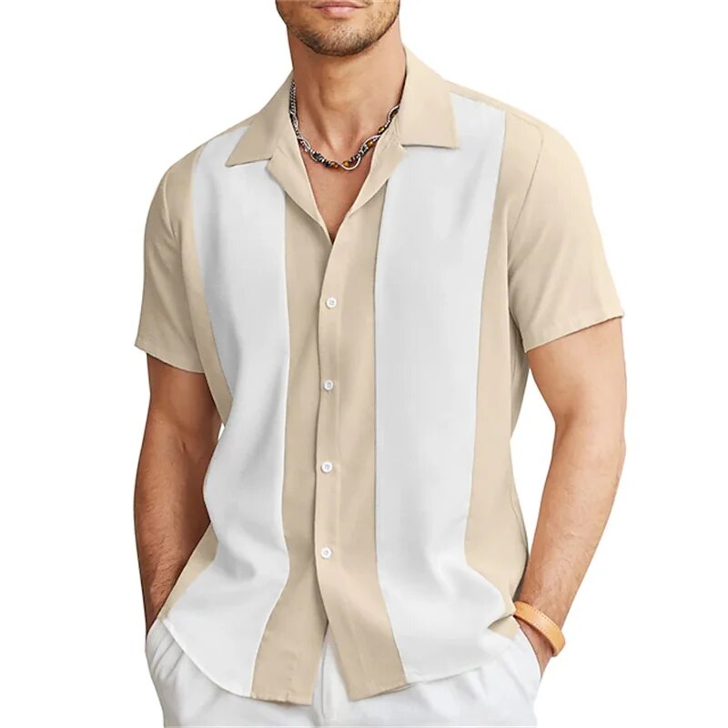 Men's Striped Short-Sleeve Summer Shirt