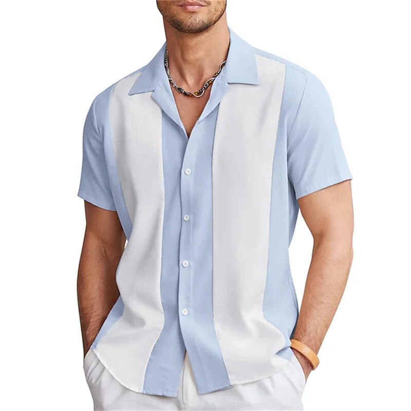 Men's Striped Short-Sleeve Summer Shirt