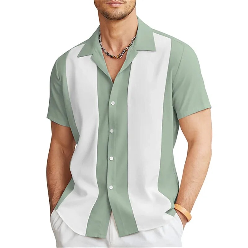 Men's Striped Short-Sleeve Summer Shirt