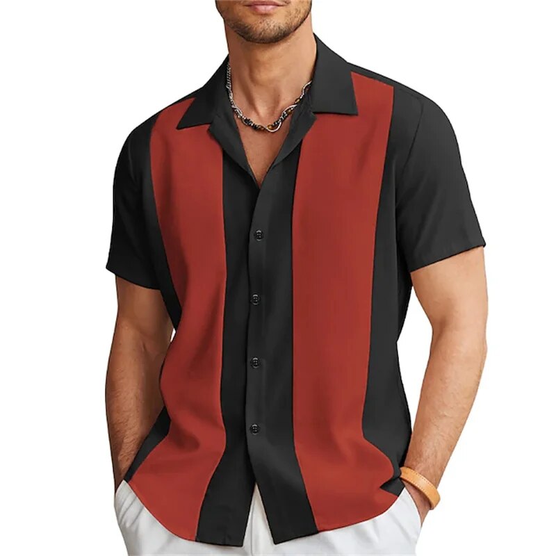 Men's Striped Short-Sleeve Summer Shirt