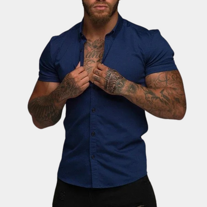 Summer Men's Short-Sleeve Shirt Elegant Collar