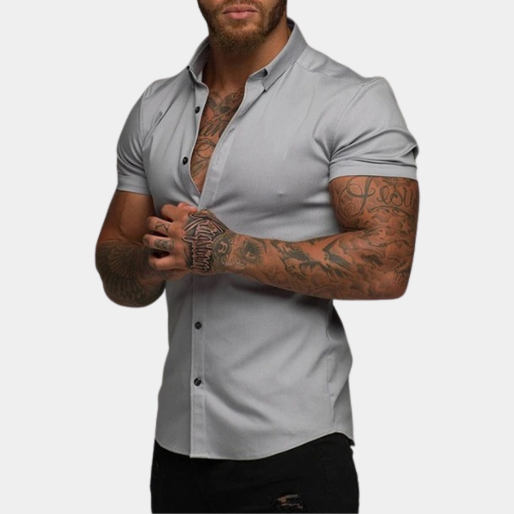 Summer Men's Short-Sleeve Shirt Elegant Collar