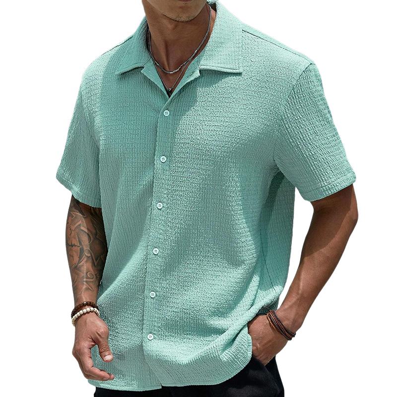Casual Men's Short Sleeve Button-Down Shirt